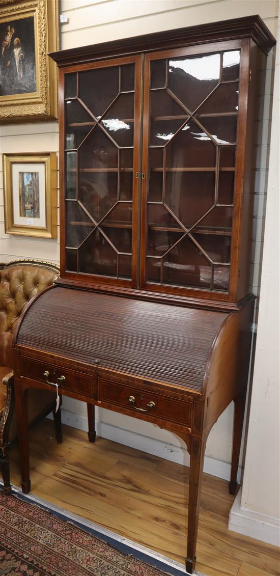 A George III mahogany bureau bookcase W.94cm